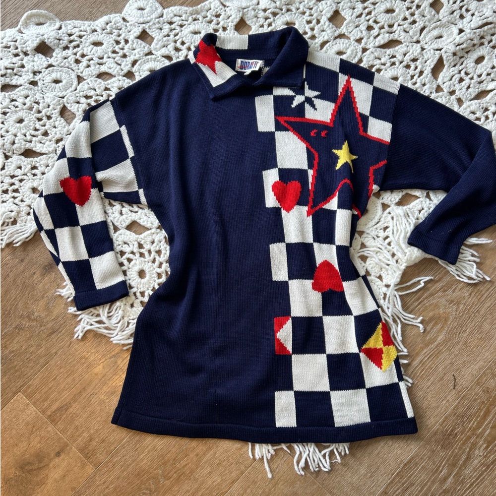 ❤️ Vintage Star & Heart Knit Sweater ⭐️